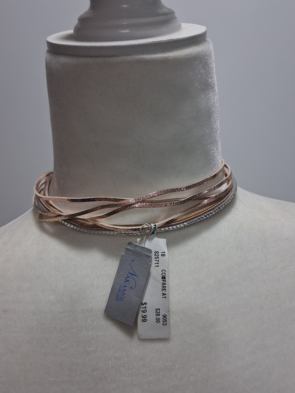 Nakamol Rose Gold Multi-Strand Choker Necklace with Crystal Accent